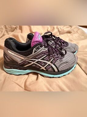 Asics Women’s Gray and Purple Athletic Running Shoes